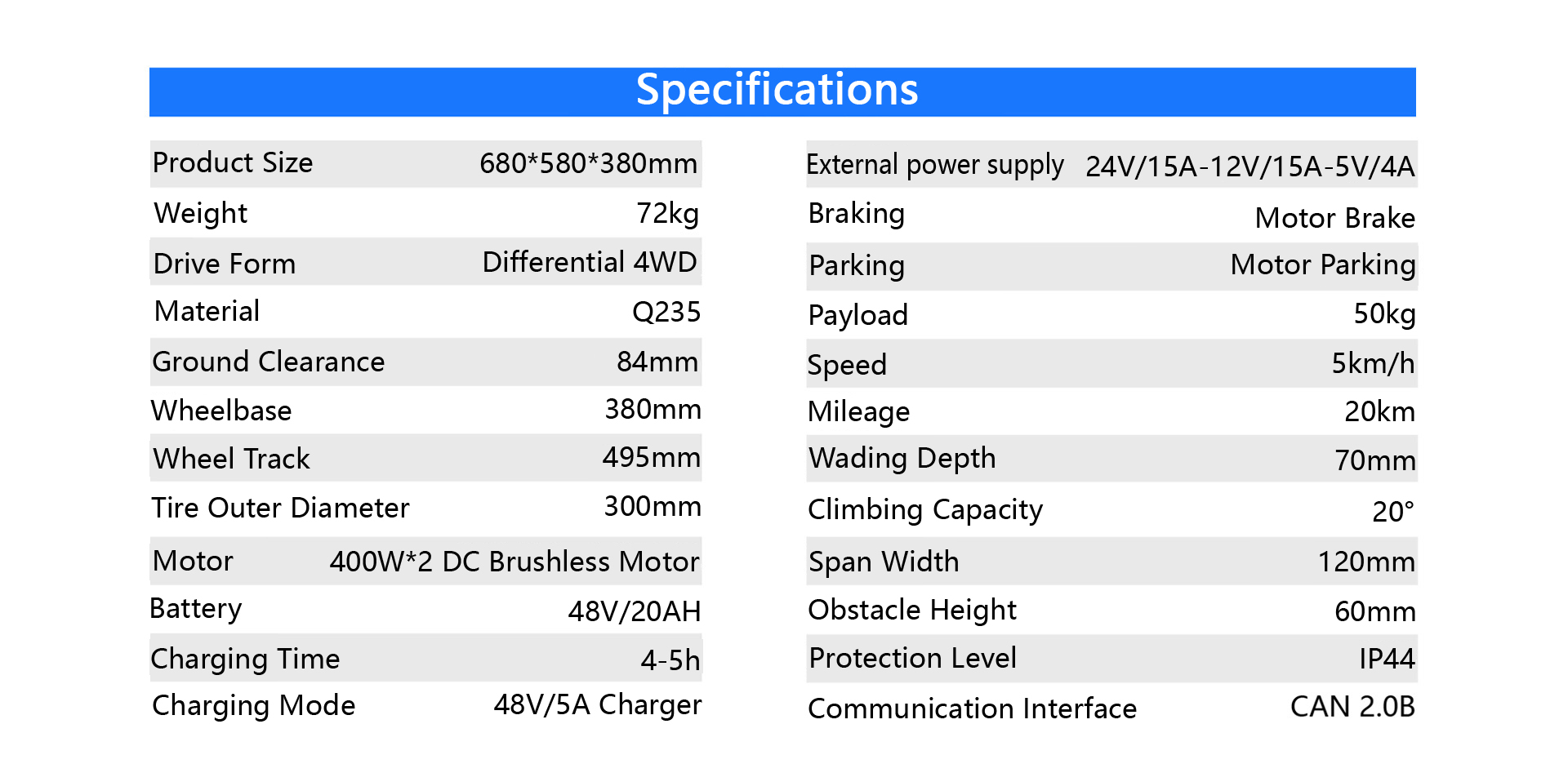 YUHESEN differential steering UGV DGT-01M robot chassis