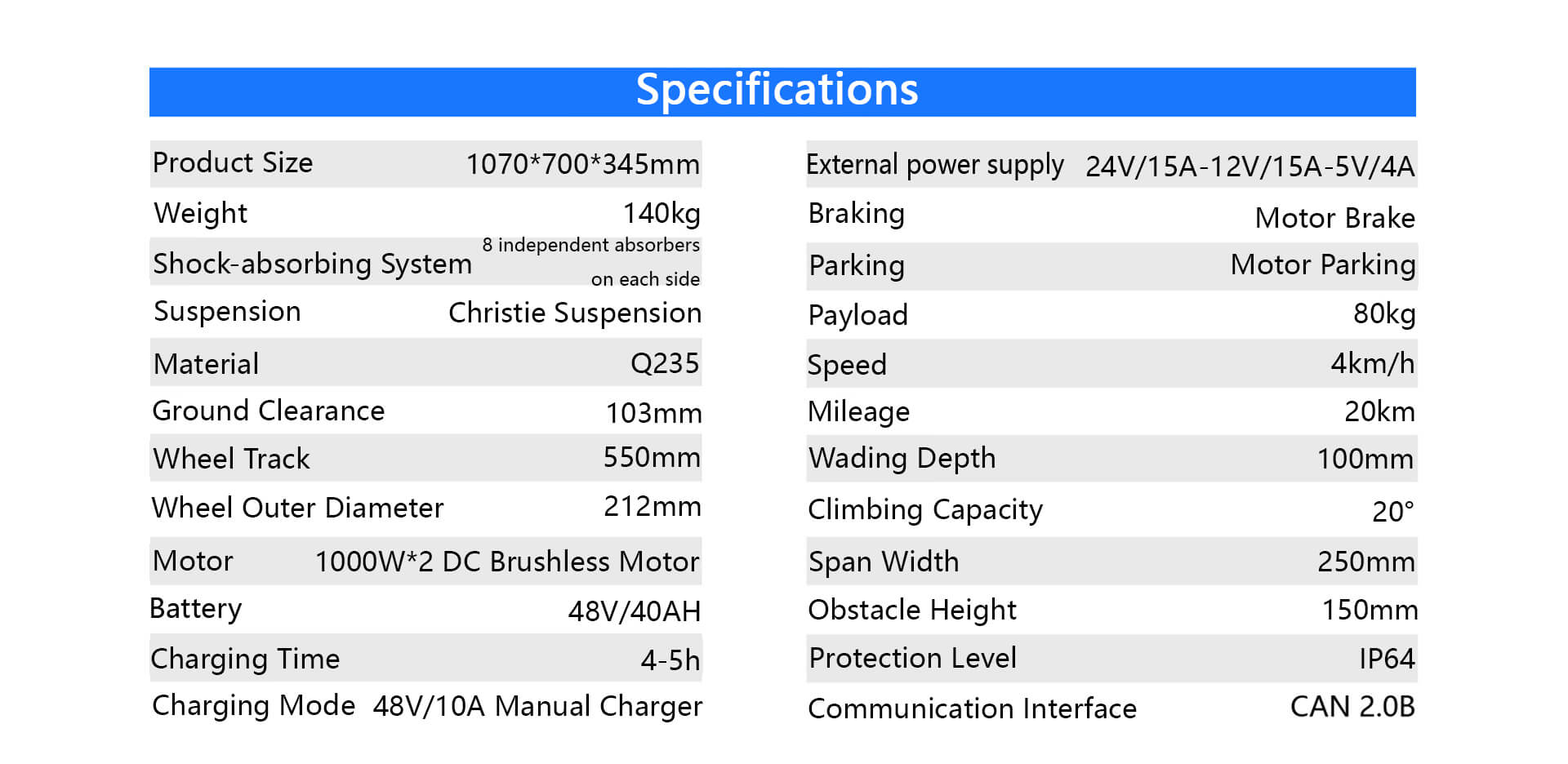 YUHESEN track differential steering UGV MID-01 tracked mobile robot