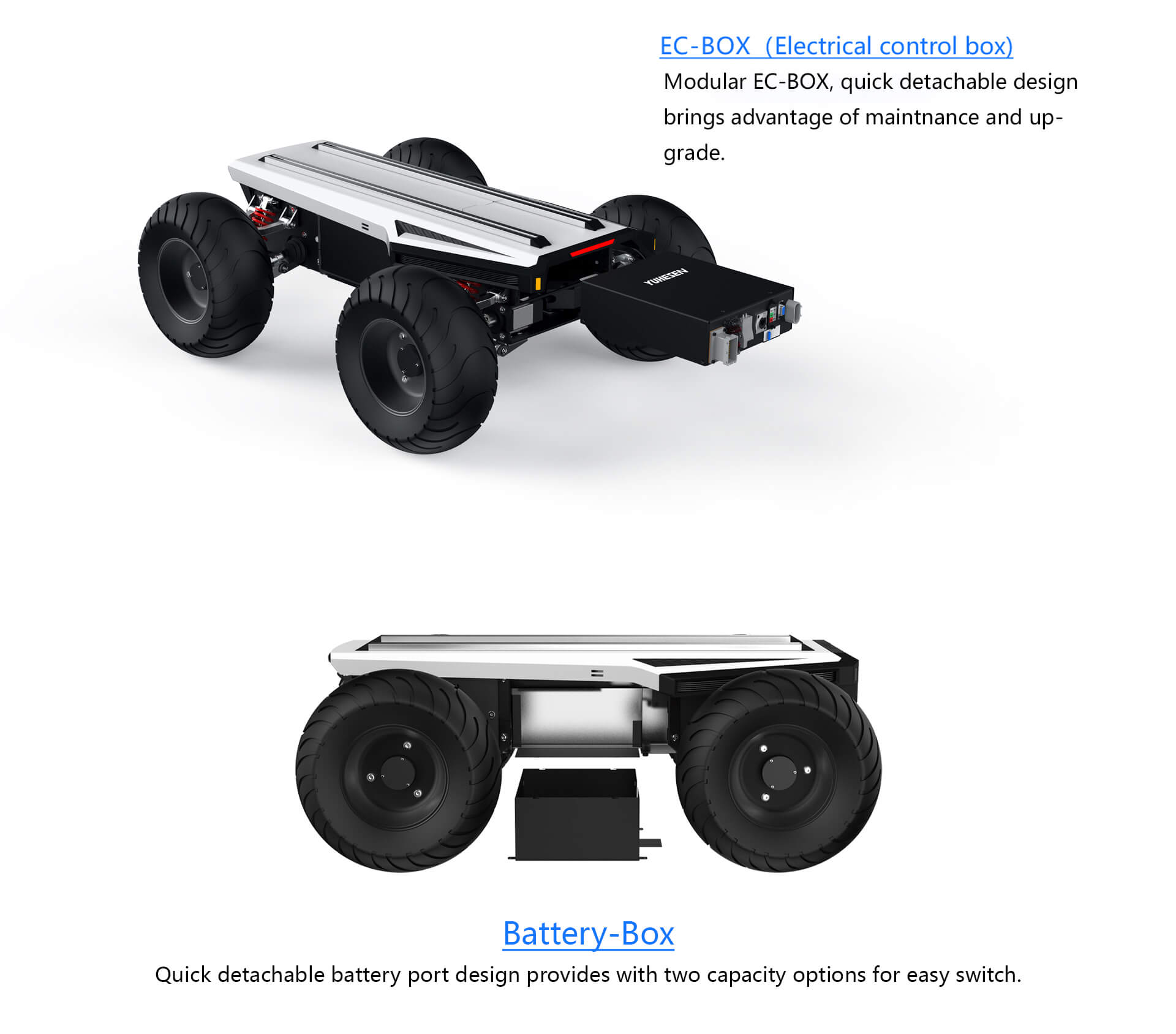 YUHESEN Ackermann steering differential drive UGV MK ROBOT autonomous robots